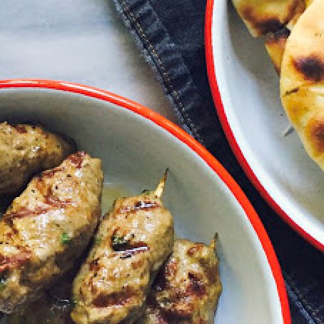 Lamb Kofta with Garlicky Yogurt + Tahini Sauce